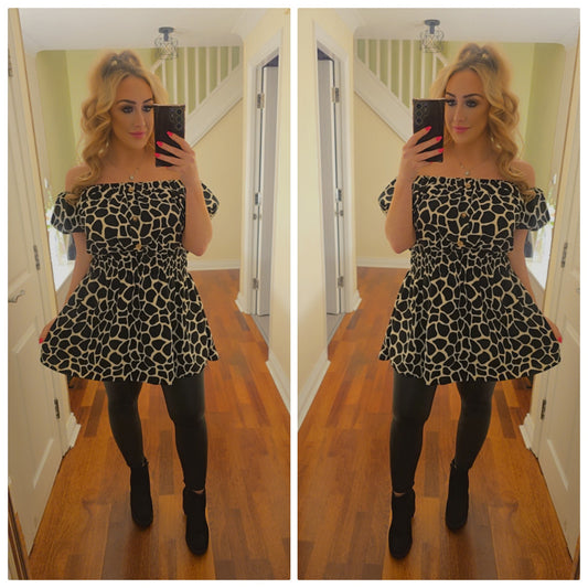 Gracie Top/Dress - Animal print black/white