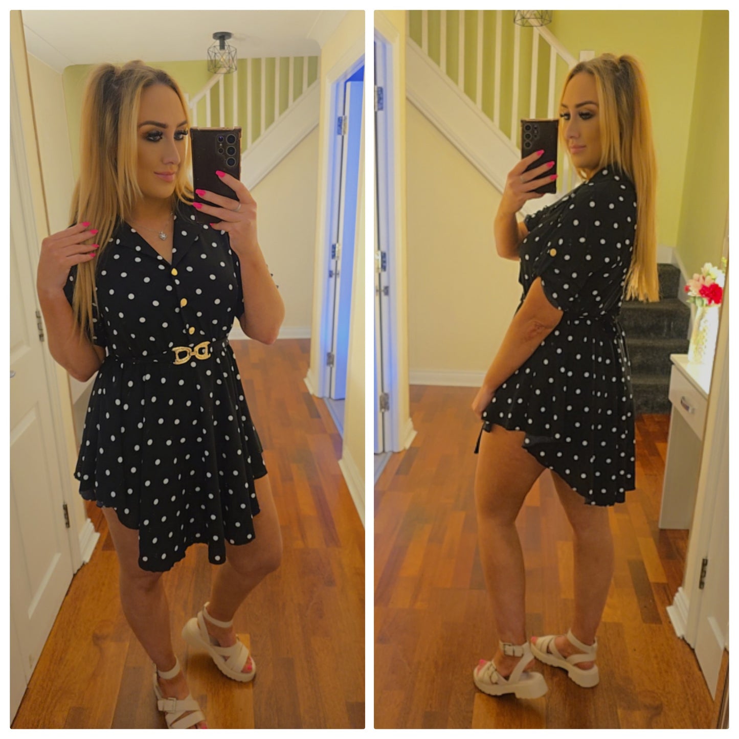 Jasmin Polka Dot Dress - Black