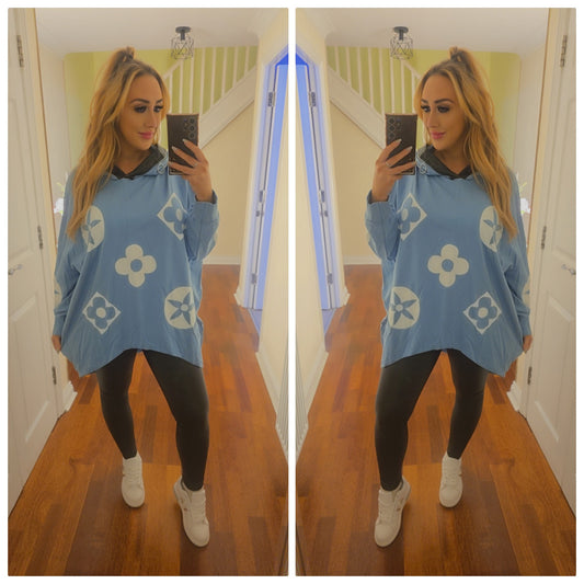 Whitney oversized hooded top - Blue