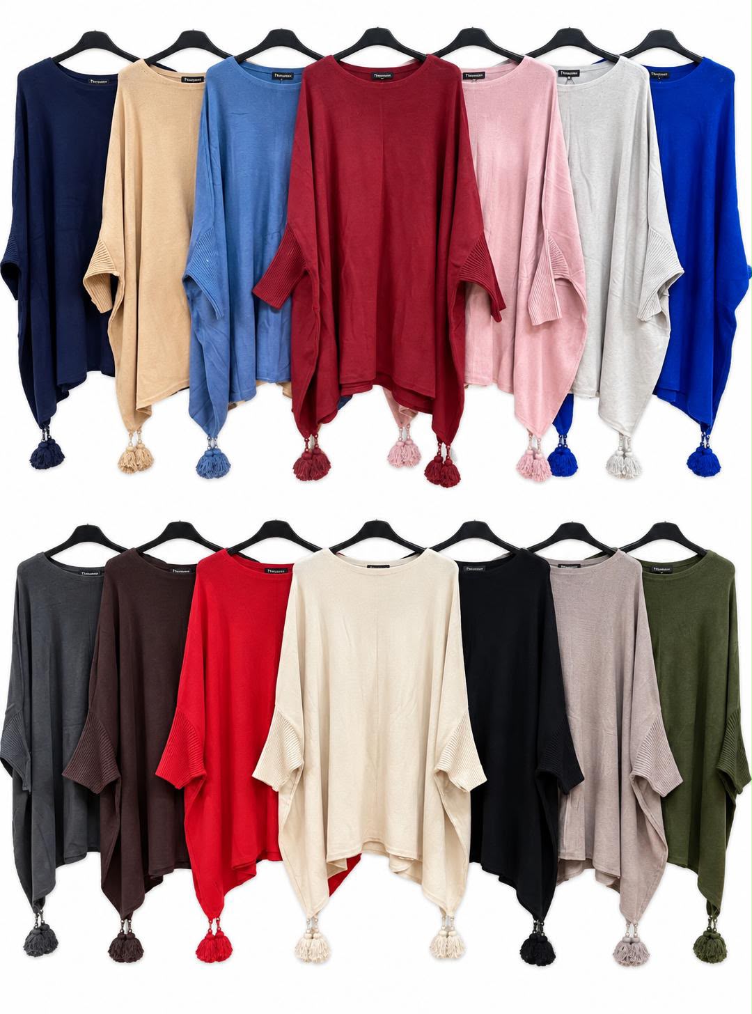 Round neck Tassle Waterfall jumpers - 14 Colours