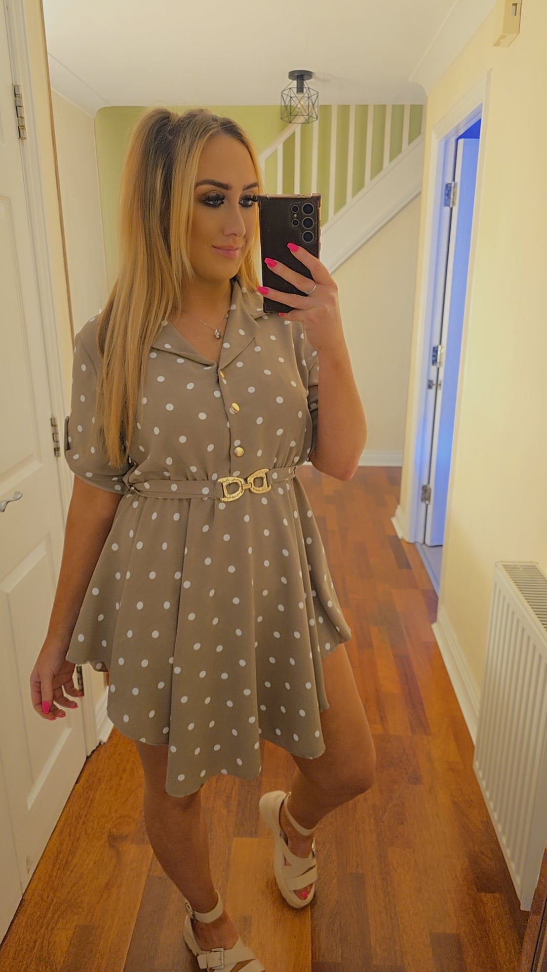 Jasmin Polka Dot Dress - Beige